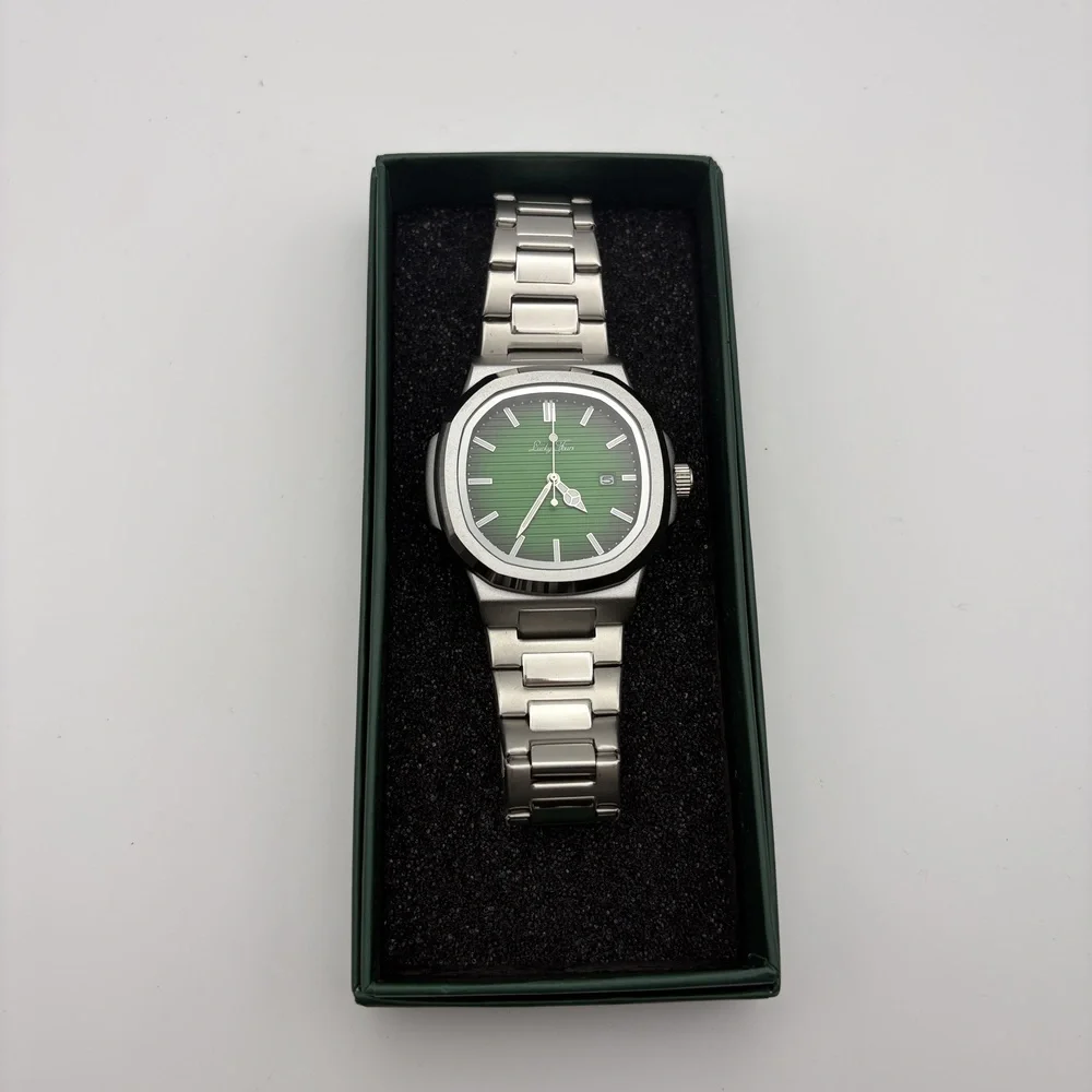 Lucky Fours watch green dial stainless steel , new battery